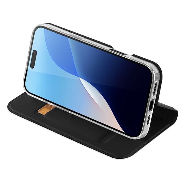 DUX DUCIS Skin Pro iPhone 16 Pro Plånboksfodral KonstLäder - Svart