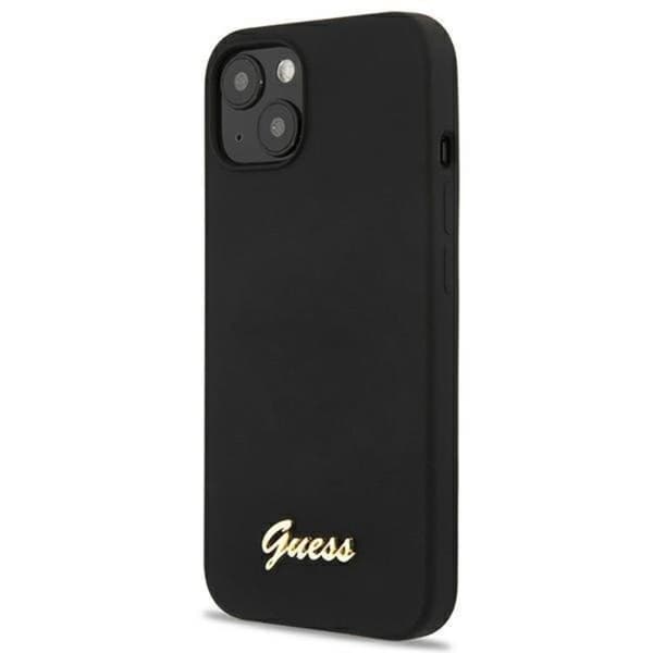 Guess iPhone 13 Skal Magsafe Silicone Script Guld Logo - Svart Svart