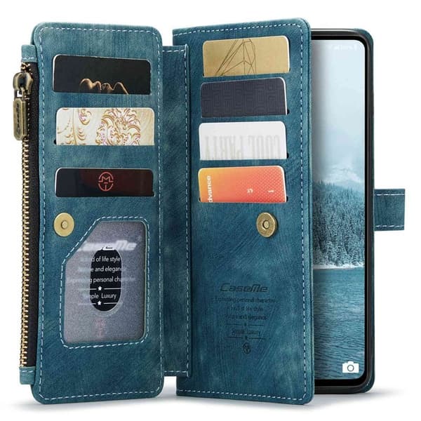 CASEME C30 Plånboksfodral för Samsung Galaxy A33 5G - Blå Konstläder