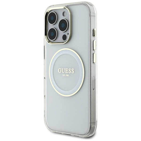 Guess Mobilskal till iPhone 16 Pro Max MagSafe Metal Circle Logo - Vit Vit