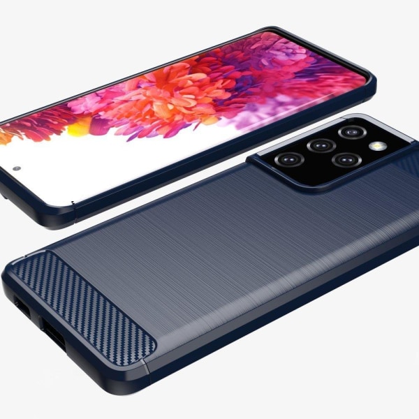 Carbon Flexible TPU cover til Samsung Galaxy S21 Ultra 5G - Blå