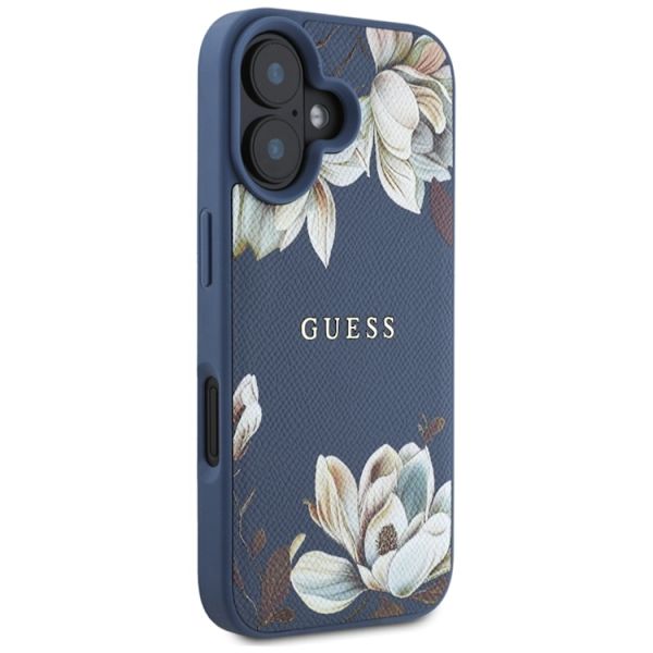 Guess Mobilskal till iPhone 16 Magsafe Flower Pattern - Blå Blå