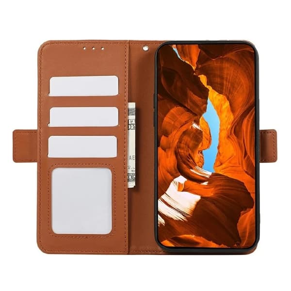 ABEEL iPhone 17 Pro Max Plånboksfodral Konstläder RFID-Skydd - Brun Brun