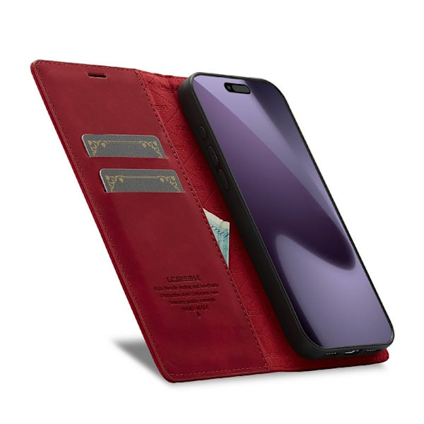 LC.IMEEKE iPhone 17 Pro Plånboksfodral Konstläder- Röd