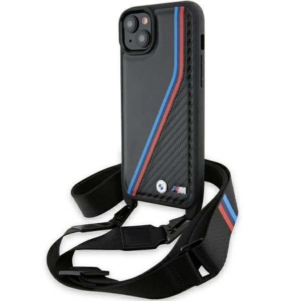 BMW iPhone 15/14 Plus Halskæde Cover M Edition Carbon Tricolor Black
