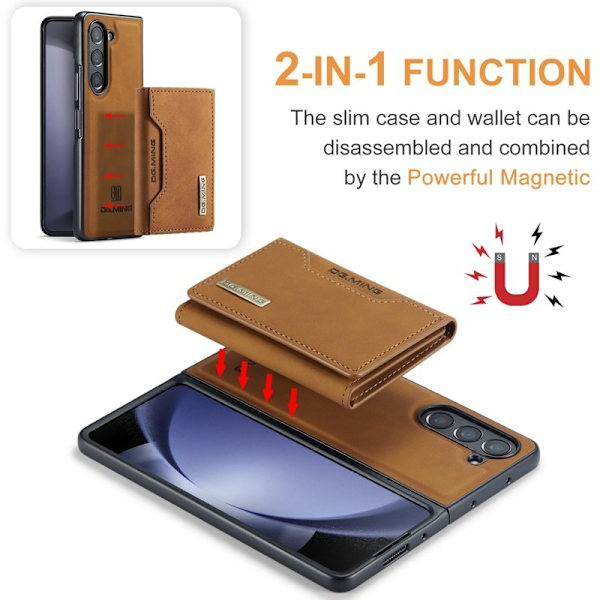 DG.MING M2 Kickstand Plånboksfodral Samsung Galaxy Z Fold5 - Brun