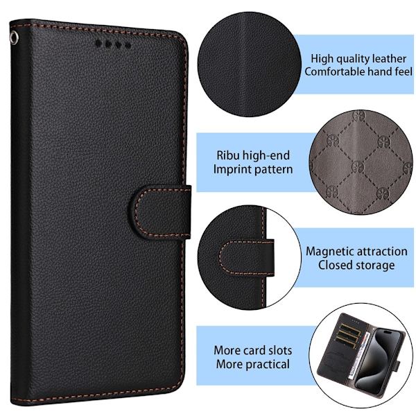 iPhone 17 Pro Plånboksfodral RFID Blocking med Handledsrem Svart