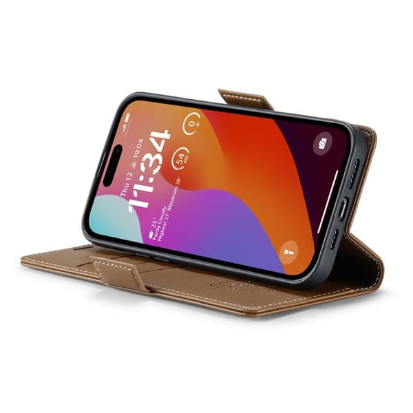 CASEME iPhone 16 Pro Max Plånboksfodral Konstläder RFID-Skydd Brun