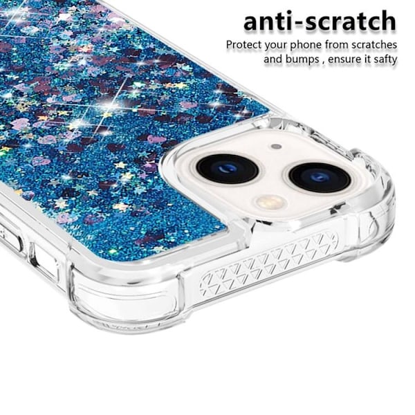 iPhone 14 Plus Skal Liquid Floating Glitter - Blå