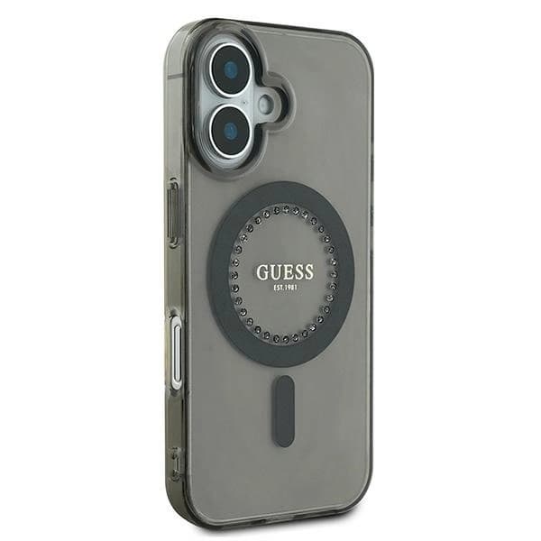 Guess telefontaske til iPhone 16 MagSafe IML Rhinestone - Sort Black