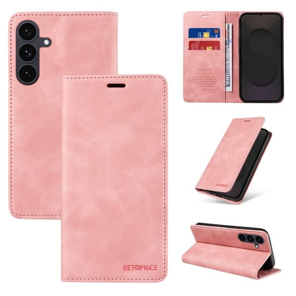 BETOPNICE Samsung Galaxy S25 FE Plånboksfodral Konstläder - Rosa