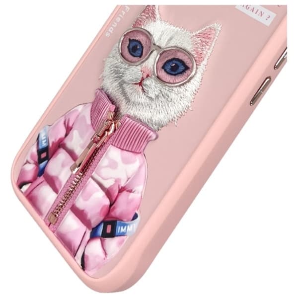Nimmy Mobilskal till iPhone 16 Cool & Cute 2.0 Cat - Rosa Rosa