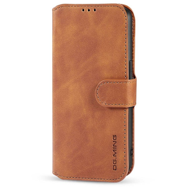 DG.MING iPhone 14 Plus Plånboksfodral Retro Stil Konstläder Brun