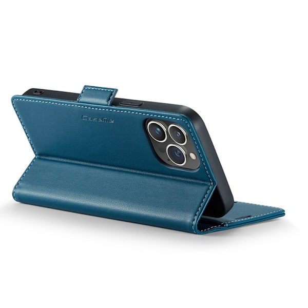 CASEME iPhone 14 Pro Plånboksfodral Konstläder RFID-Skydd Blå