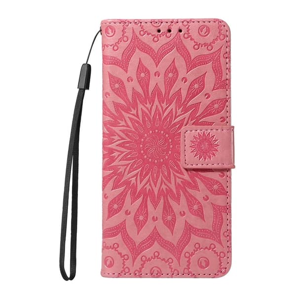 Samsung Galaxy S26 Plus Plånboksfodral Konstläder Solrostryck - Rosa
