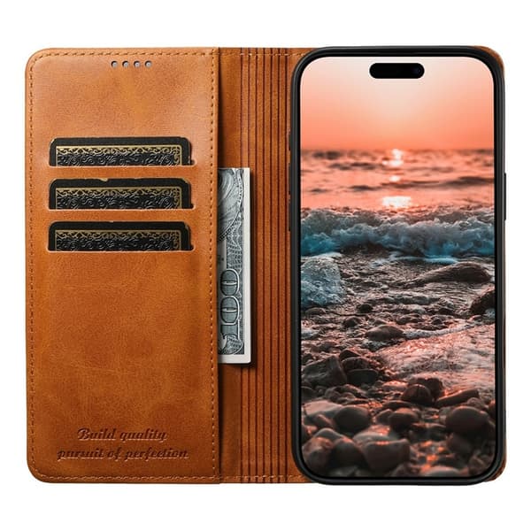 SUTENI iPhone 17 Pro Max Plånboksfodral Konstläder - Khaki Brun