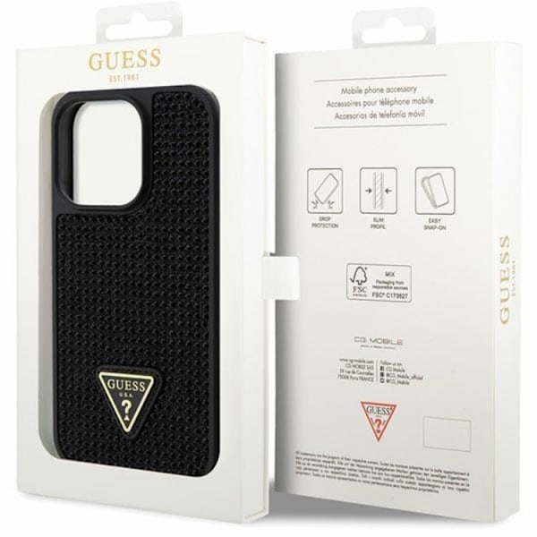 Guess iPhone 14 Pro Max Mobilskal Rhinestone Triangle - Svart Svart