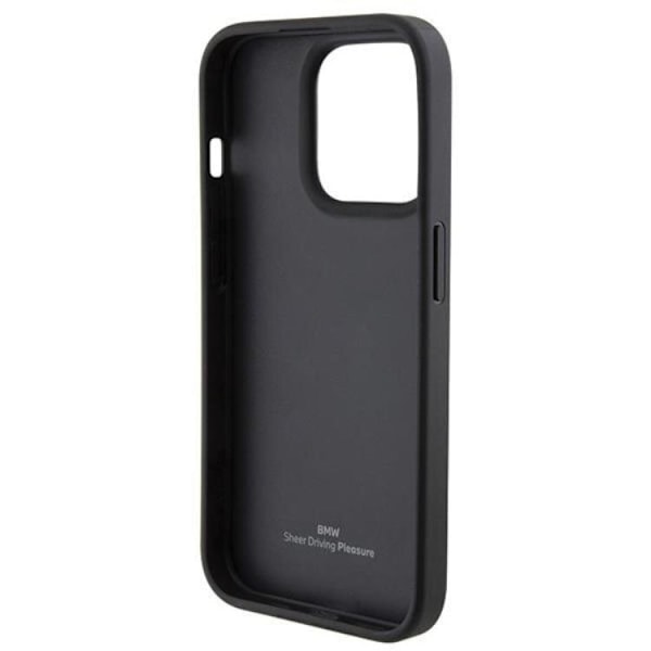 BMW iPhone 15 Pro Mobilskal Läder Textured & Stripe - Svart Svart