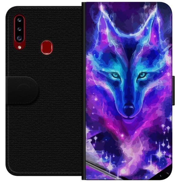 Plånboksfodral till Samsung Galaxy A20s med Neon Varg