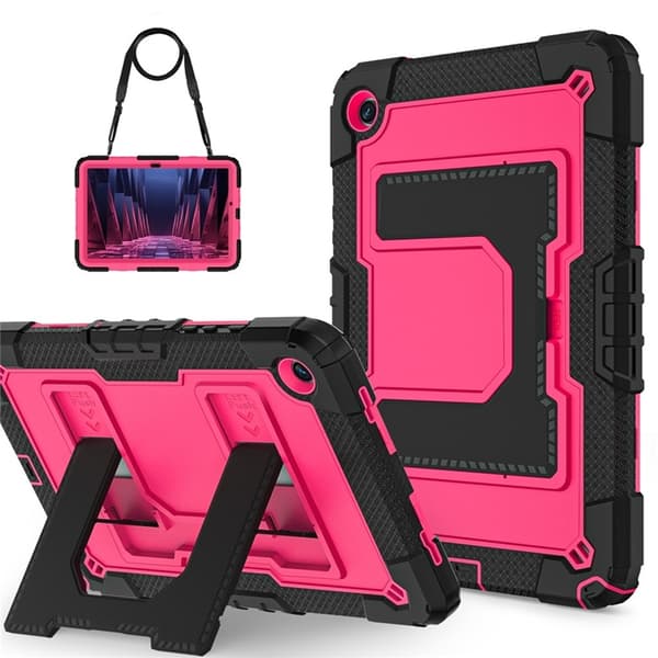 Galaxy Tab A9 Plus Skal Kickstand Med Rem Anti Drop Rosa