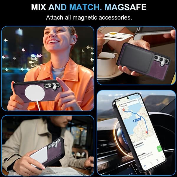 LC.IMEEKE Mobilskal för Samsung Galaxy S26 Plus Magnetiskt Konstläder - Lila