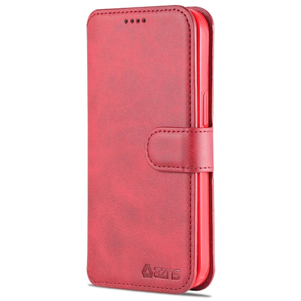 AZNS iPhone 13 Pro Max Plånboksfodral Konstläder - Röd
