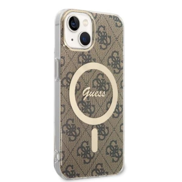 GUESS iPhone 14 Plus Magsafe Skal Print + Trådlös Laddare - Brun