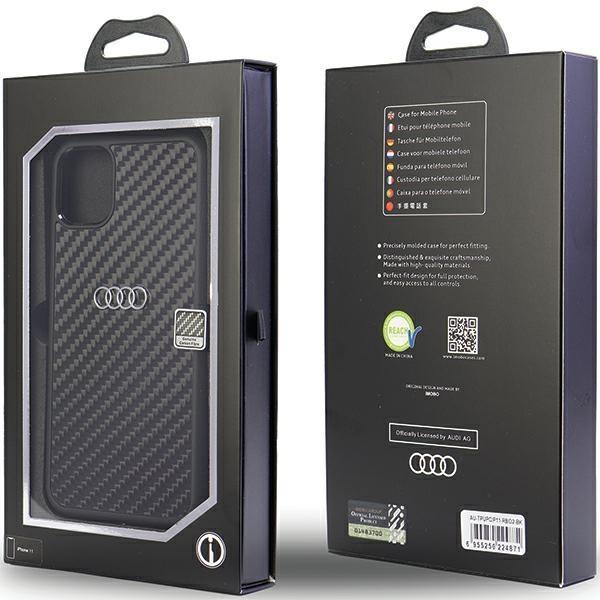 Audi iPhone 11/Xr -mobiilisuojus hiilikuitua - musta