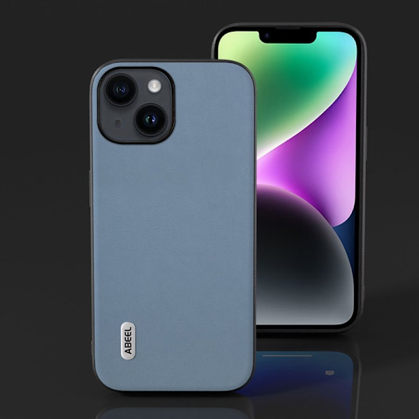 ABEEL Mobilskal till iPhone 14 Plus Scratch Resistant Texturerad PU Läder Blå