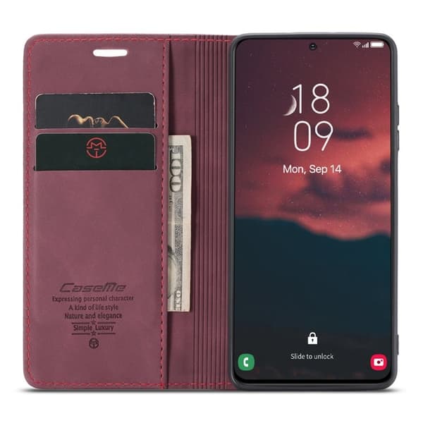 CASEME 013 Plånboksfodral för Samsung Galaxy S23 - Vinröd