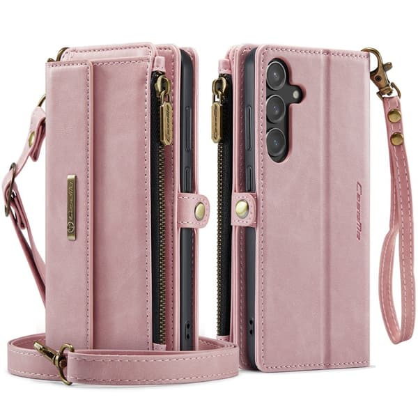CASEME Konstläder Plånboksfodral till Samsung Galaxy S23 FE - Rosa