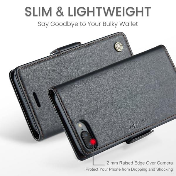 CASEME Plånboksfodral Konstläder för iPhone 6 Plus/7 Plus/8 Plus - Svart