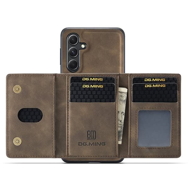 DG.MING M2 Series Samsung Galaxy S23 FE Plånboksfodral Konstläder Brun