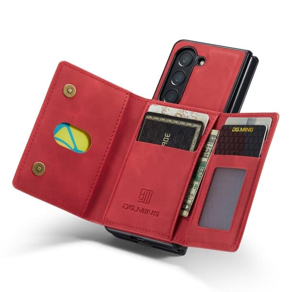 DG.MING M2 Kickstand Plånboksfodral Samsung Galaxy Z Fold5 Röd