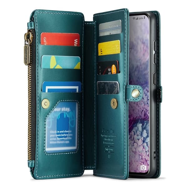 CASEME Plånboksfodral Konstläder för Samsung Galaxy S20 Plus - Grön