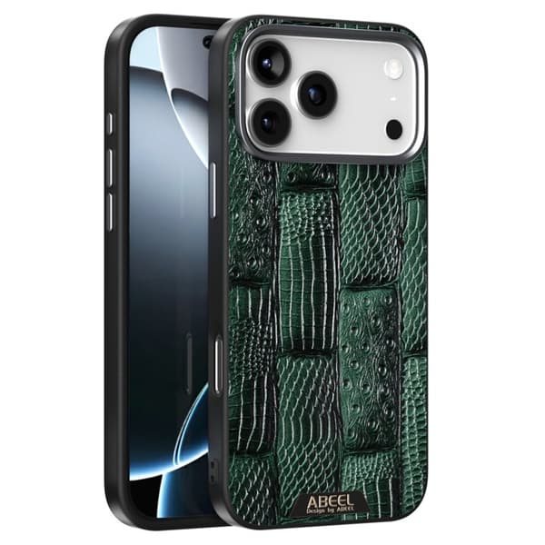 ABEEL Mobilskal till iPhone 17 Pro MagSafe Kompatibel Äkta Läder Grön