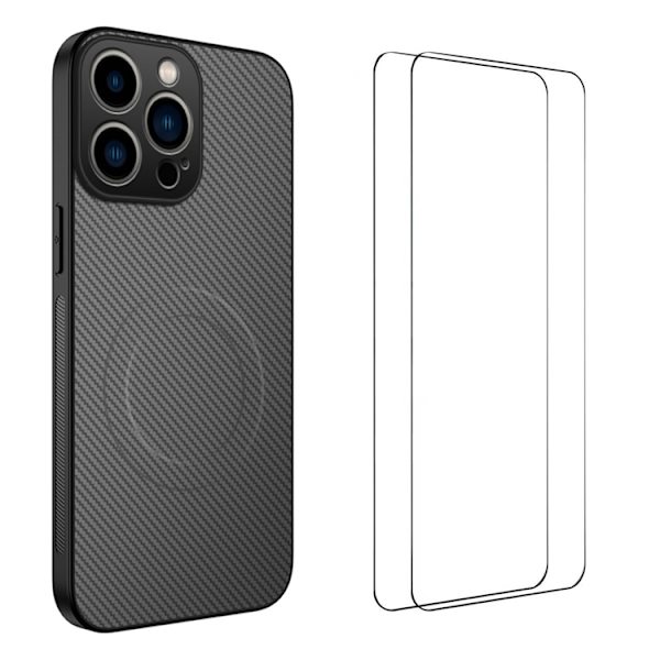 WANLONFENG Mobilskal till iPhone 16 Pro Max MagSafe + [2-Pack] Härdat Glas Grå
