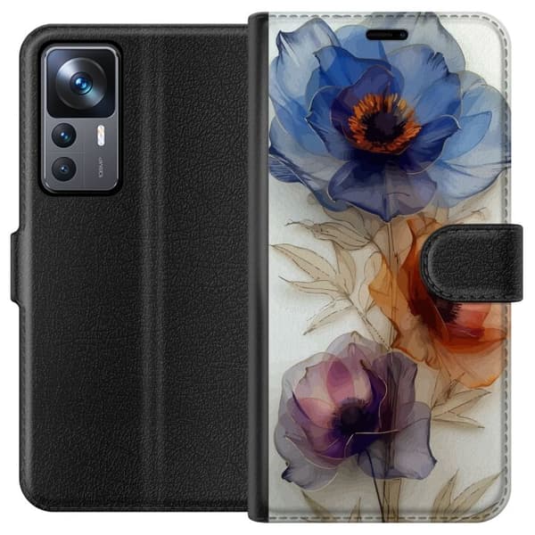 Plånboksfodral till Xiaomi 12T med Silkesblommor