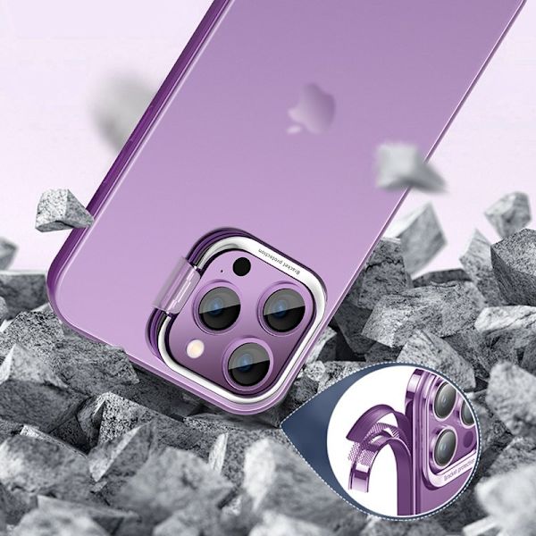 X-LEVEL Mobilskal till iPhone 15 Pro Max Matte Lila med Stativ