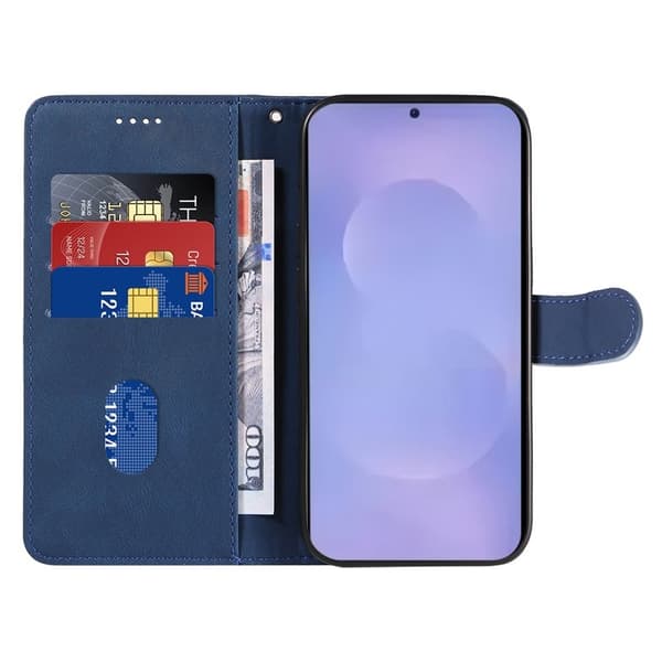 Samsung Galaxy S26 / S26 Pro Plånboksfodral Ställ Konstläder - Blå
