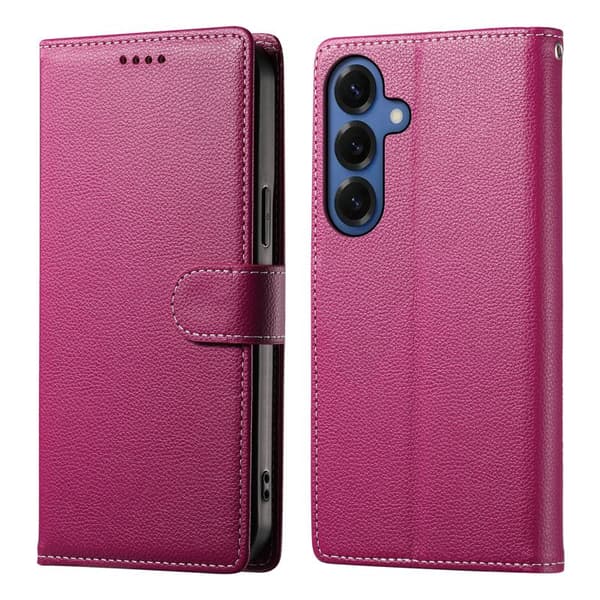 Plånboksfodral för Samsung Galaxy S26 Plus Magnetiskt Konstläder - Rosa