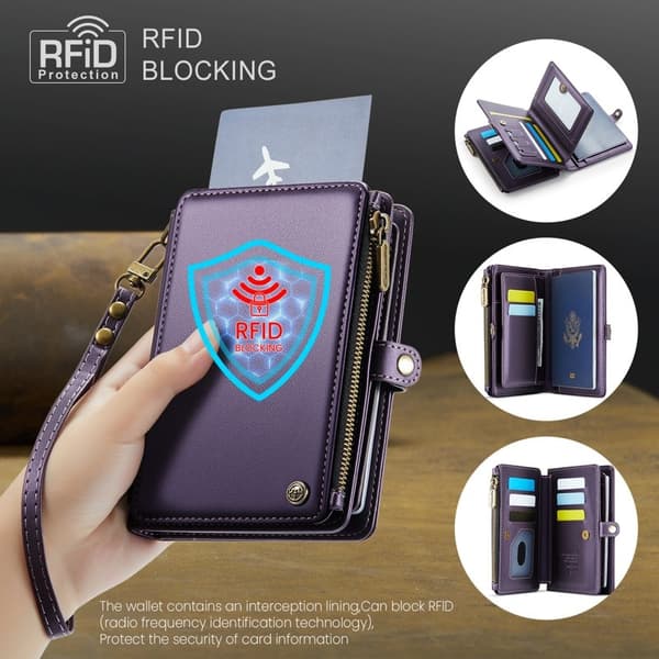 CASEME Me60 Passerkort Plånboksfodral KonstLäder RFID-Skydd Lila
