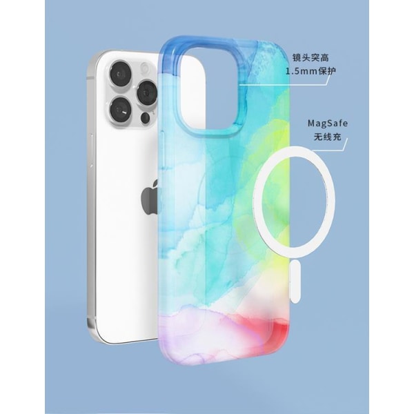 BOOM iPhone 14 Pro Mobile Case Magsafe Water Color - sininen