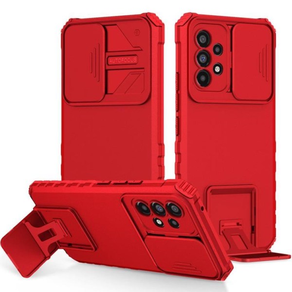 Galaxy A12 4G Cover Kickstand Kamerabeskyttelsesglas - Rød
