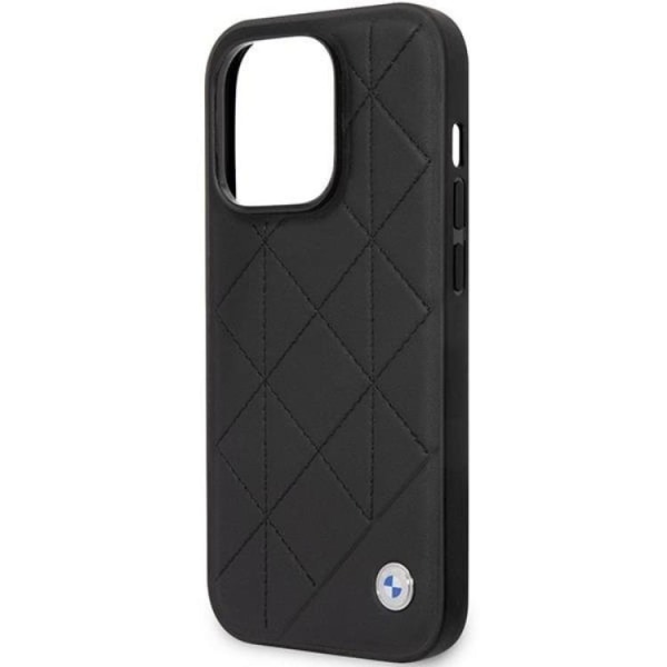 BMW iPhone 14 Pro Mobilcover Læder Quiltet- Sort