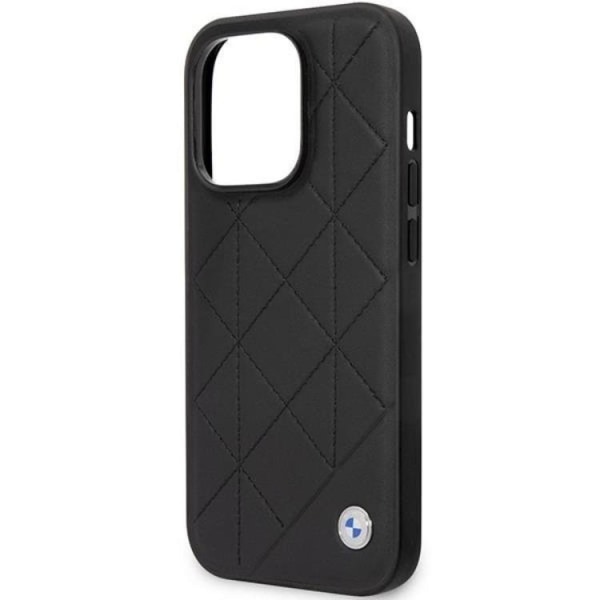 BMW iPhone 14 Pro -puhelinkotelo nahkaa, tikattu - musta