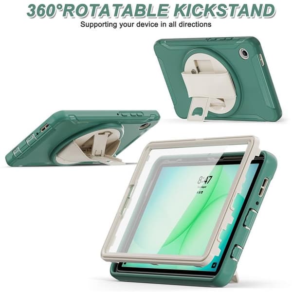 Mobilskal till Galaxy Tab A11 Rotary Kickstand med Handrem Grön