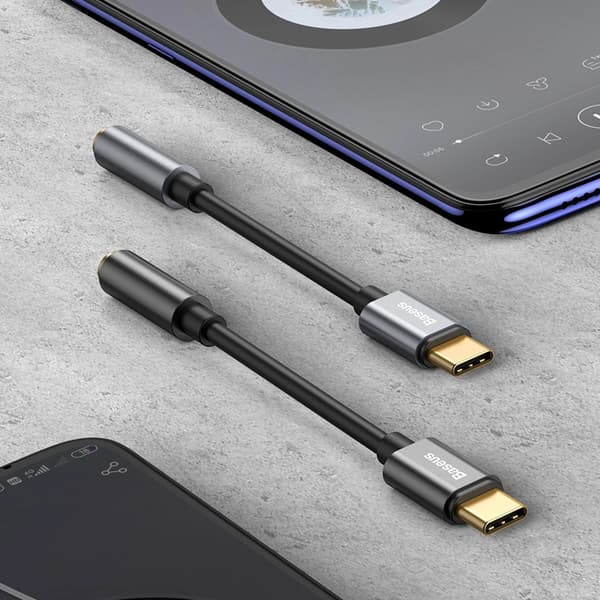 Baseus USB-C Hovedtelefonadapter DAC minijack 3.5mm - Grå Grå