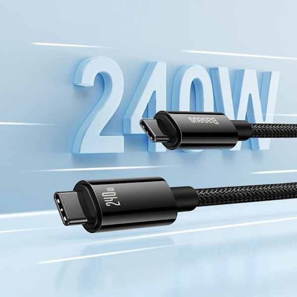 Baseus USB-C till USB-C kabel 480Mb/s 240W 1m Tungsten Guld Svart