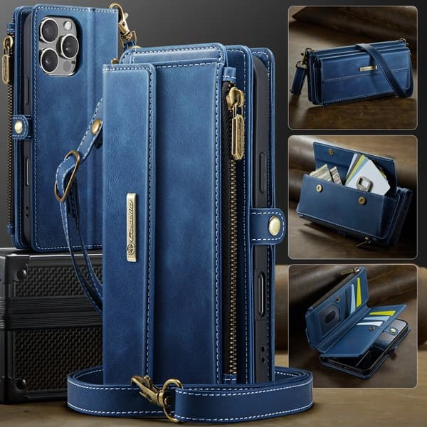 CASEME Plånboksfodral till iPhone 12 Pro Max Konstläder Blå